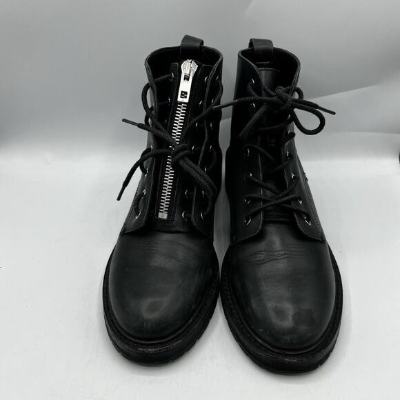 Rag & Bone Boots Womens 8 EU 38 Black Leather Ankle Vibram Cannon Zip Combat - Picture 3 of 14